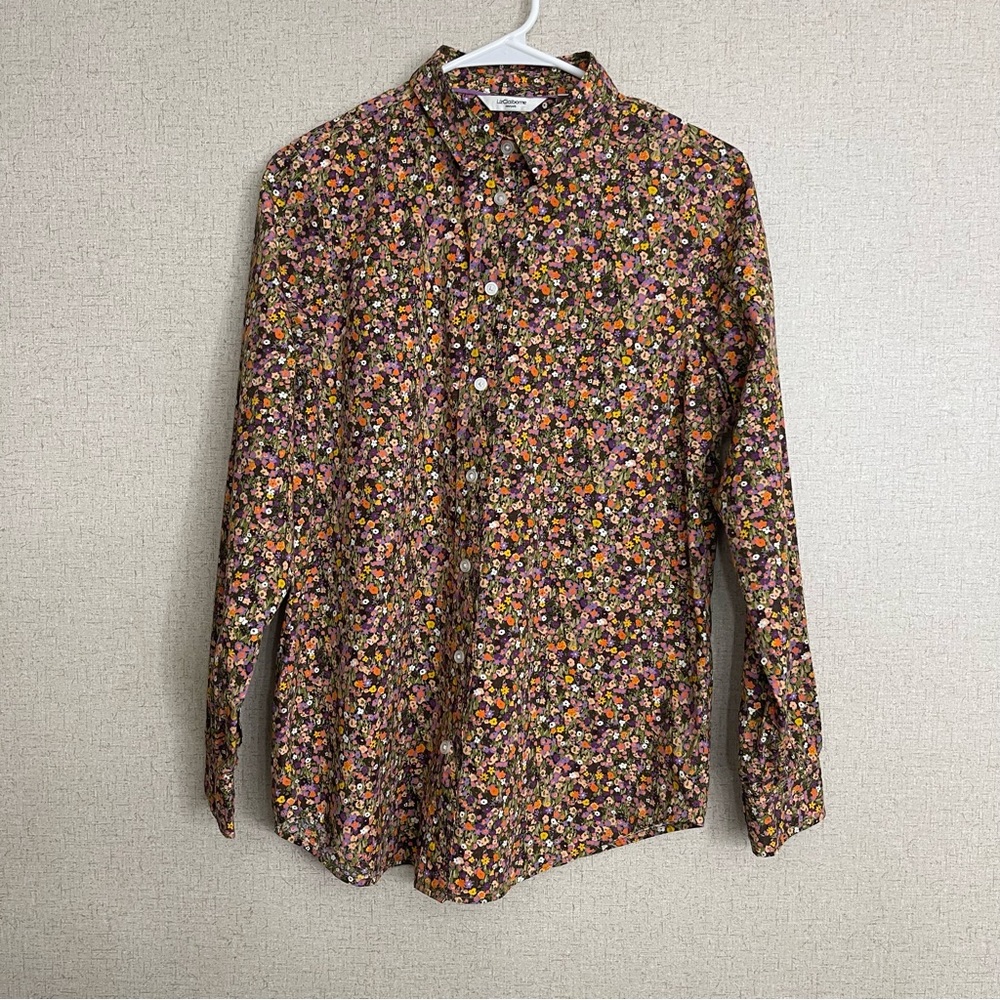 Liz Claiborne Floral Button-Down Collared Shirt long sleeve size L,multi color